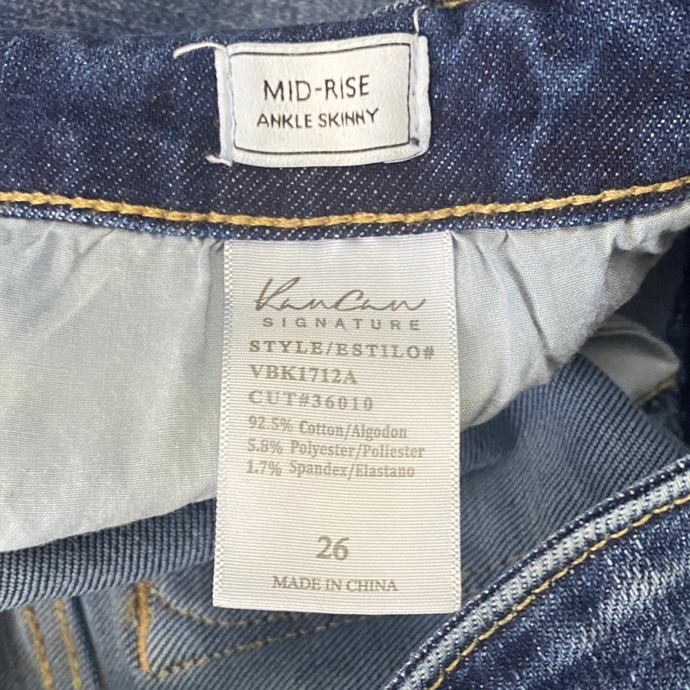 Kancan Signature Distressed Blue Jeans Mid-rise Ankle Skinny Women’s Size 26 - Picture 12 of 14